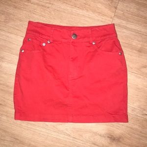 Red jean skirt